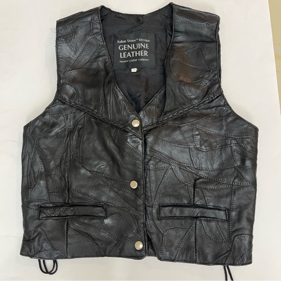 Italian Stone Design Genuine Leather Vest Navarre Leather Company M Black - Picture 8 of 10